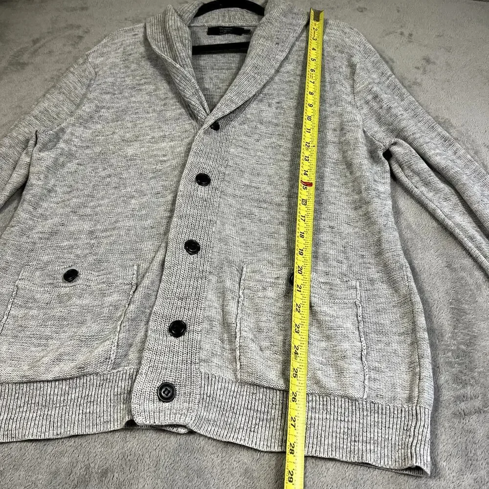 J Crew‎ Cardigan Mens L Gray Knit Lambswool Shawl Neck Sweater Grandpa Basic